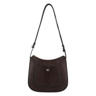 Pourchet Tassen, Dames, Bruin, ONE Size, Leer, Bride Croco Satchel