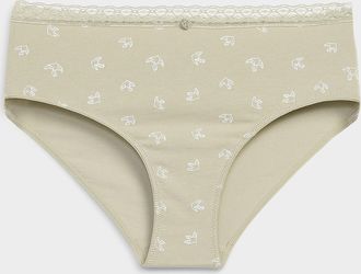 Miiyu Womens Satiny detail lace waistband Hipster Panties Organic cotton