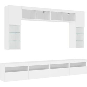 vidaXL Vidaxl - Set Mobili tv a Muro 8 pz con Luci led Bianco