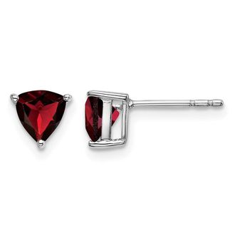 Diamond2Deal 14k White Gold Trillion Garnet Earrings