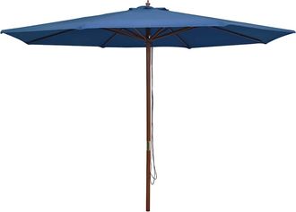 vidaXL Sombrilla De Jard&iacute;n Con Palo De Madera Azul 350 Cm Vidaxl