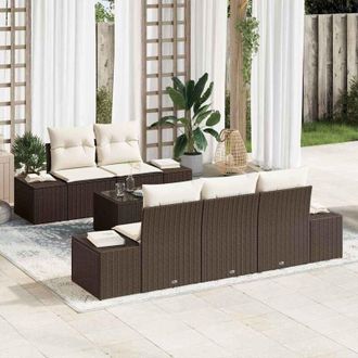 vidaXL Conjunto De Sof&aacute; De Jard&iacute;n 6 Pcs Marr&oacute;n Polirat&aacute;n Vidaxl