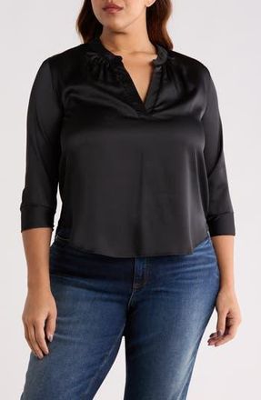 Renee C V-Neck Satin Top in Black at Nordstrom Rack, Size X-Small