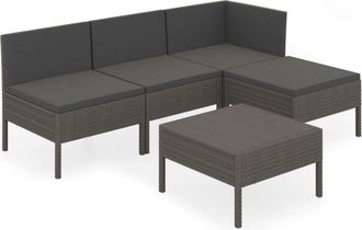 vidaXL Vidaxl - Set De Muebles De Jard&iacute;n 5 Pzas Y Cojines Rat&aacute;n Sint&eacute;tico Gris