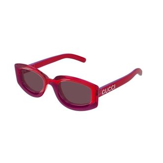 Gucci Ovale Zonnebril - unisex - Accessoires - Rood - Maat: 51 MM