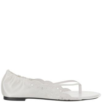 Jacquemus Leather and Fabric Sandals - female - Jacquemus - Flat Sandals - White - 3 UK - Shoes