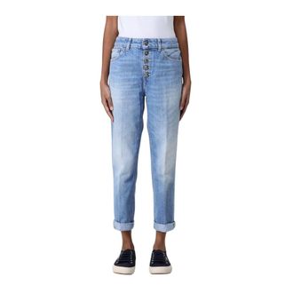 Dondup Cropped Jeans, female, Blue, W30, Frayed Hem Skinny Fit Jeans
