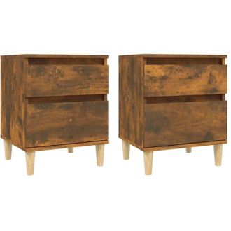 vidaXL Bedside Cabinets 2 pcs Smoked Oak 40x35x50 cm Vidaxl