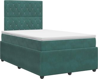 vidaXL Cama Box Spring Con Colch&oacute;n Verde Oscuro 120 X 200 Cm Vidaxl