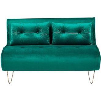 Beliani Divano Letto ad 2 Posti In Tessuto Vellutato Glam Verde Scuro Vestfold