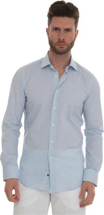 Carrel Dress Neck Italia Shirt - Heren - Casual Overhemden - Blauw - 4XS - Katoen - Overhemden