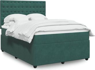 vidaXL Vidaxl - Cama Box Spring Con Colch&oacute;n Terciopelo Verde Oscuro 140x200 Cm