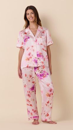 The Cats Pajamas Silk Short-Sleeved Pajama in Morning In Savannah at Nordstrom, Size X-Small