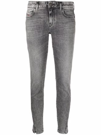 Diesel high-rise D-Jevel slim jeans - women - Cotton/Elastane/Leather - 26/32 - Grey