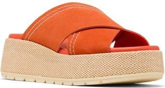 Sorel Sunpeak Platform Slide Sandal in Crimson Fire/Honey White at Nordstrom, Size 10.5