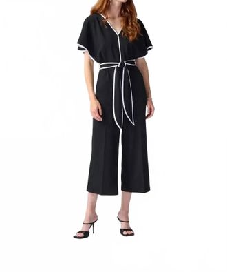 Joseph Ribkoff Belted Jumpsuit In Midnight Blue/vanilla