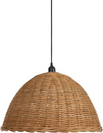 Beliani L&aacute;mpara Colgante De Rat&aacute;n Con Pantalla De C&uacute;pula Tejida Estilo Boho R&uacute;stico Natural Bengo