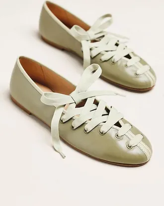 Maeve Contrast Lace-Up Ballet Flats