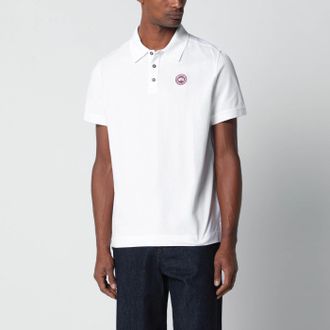 Canada Goose White Polo With Patch Logo