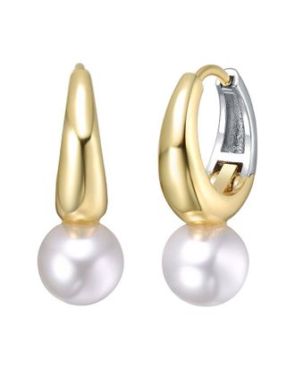 Rachel Glauber Plated 10.4Mm Pearl Stud Earrings