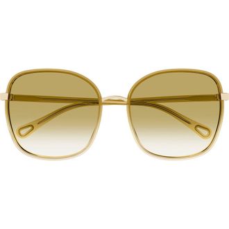 Chlo&eacute; 56mm Gradient Square Sunglasses in Beige at Nordstrom