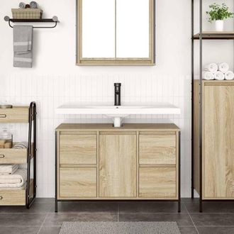 Berkfield Home Decorative Basin Cabinet with Drawers Sonoma Oak 90x34.5x60 cm in Light Brown