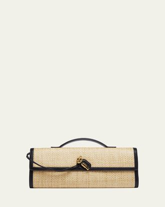 Bottega Veneta Andiamo Woven Raffia Clutch Bag