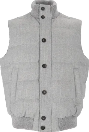 PESERICO Quilted Ribbed Collar Button Outerwear