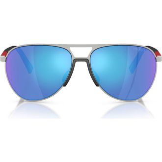 Prada 59mm Pilot Sunglasses in Silver /Light Green Blue at Nordstrom