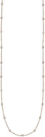 Suzy Levian 14k White Gold 1 cttw Bezel Diamond Station Necklace (36 inch)