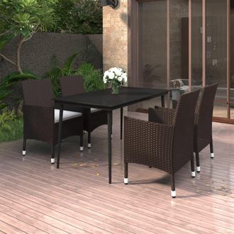 vidaXL Furniture Limited - Set Comedor De Jard&iacute;n 5 Pzas Y Cojines Rat&aacute;n