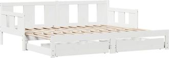 vidaXL Daybed with Trundle and Drawers without Mattress White 90x200 cm Vidaxl