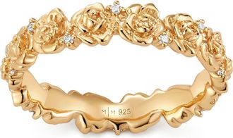Made by Mary Cubic Zirconia Birthstone Flower Eternity Band Ring in Gold September at Nordstrom, Size 10