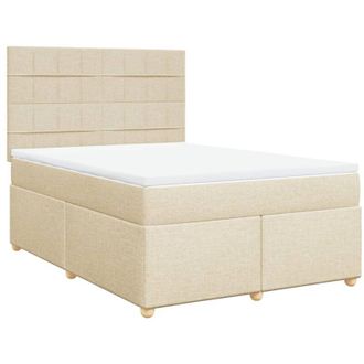 vidaXL Cama Box Spring Con Colch&oacute;n Tela Color Crema 160x200 Cm Vidaxl