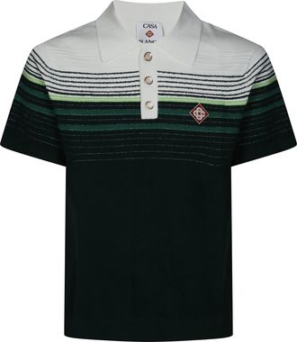 Casablanca Striped Cropped Polo Shirt