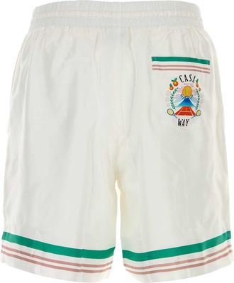 Casablanca Mens Shorts Bermuda White Silk Bermudas