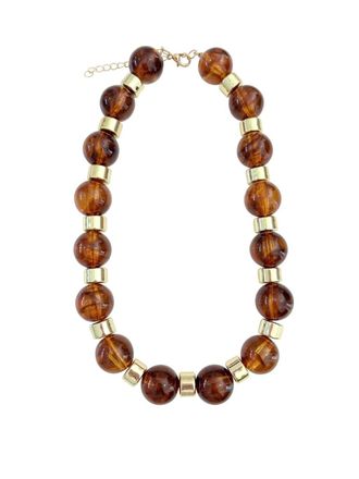 Gemelli Womens Sorrento Beaded Statement Necklace In Tortoise