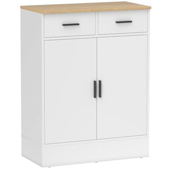HOMCOM Aparador de sal&oacute;n 68.6x35x90.3 cm blanco y natural