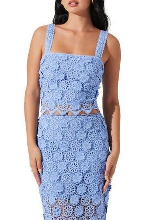 ASTR the Label Jonae Guipure Lace Crop Top in Blue at Nordstrom Rack, Size Medium