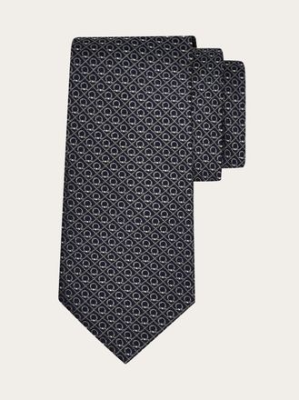 Ferragamo Men Gancini jacquard silk tie Blue