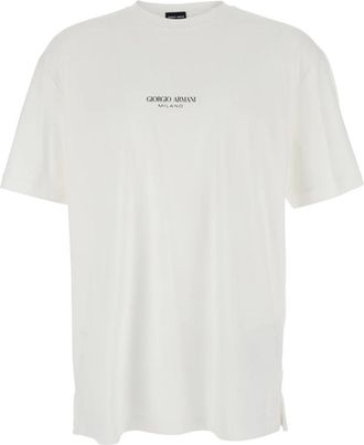 Giorgio Armani Jersey Fluido Logo Piccolo - Heren - T-shirts - Wit - M - Tops