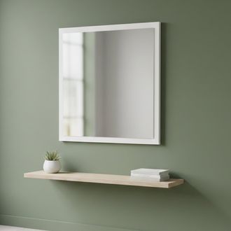 Dmora Espejito Dmancon, Espejo De Ba&ntilde;o, 100% Made In Italy, Cm 60x2h60, Blanco Brillante - Dmora