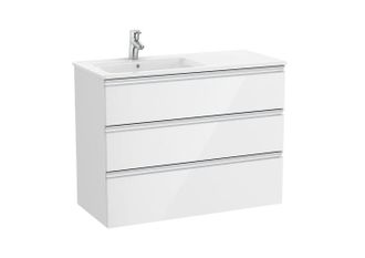 Roca Roca - Pack Unik Mueble De 3 Cajones + Lavabo A La Izquierda The Gap Color: Blanco Brillo