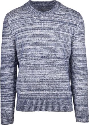 Dondup Maglione Girocollo - Heren - Ronde hals truien - Blauw - L - Katoen - Truien & Vesten