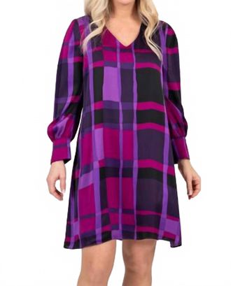 Scapa Plaid Shift Mini Dress In Purple