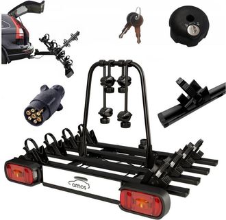 OEM Portabicicletas Amos Giro 4 Para 4 Bicicletas Con Enganche De Remolque - 7 Pines Negro