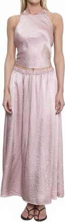 Enza Costa Textured Satin Halter Scarf Top In Rose Blush