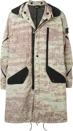 Stone Island printed hooded parka coat - men - Polyamide/Polyester/Polyamide - S - Green
