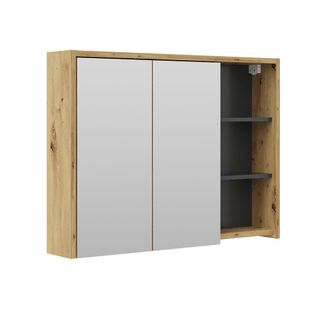 Vicco Armario Con Espejo Para Ba&ntilde;o Viola, Roble/antracita, 100 X 75 Cm