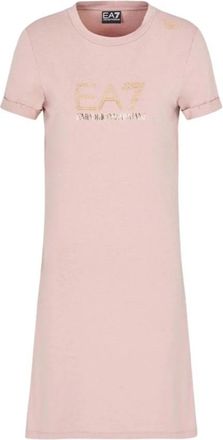 Emporio Armani Emporio Armani Ea7, Kleedjes, Dames, Roze, L, Katoen, Roze Katoenen Damesjurk